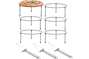 Uppcasir Pizza Stand, Pizza Rack for Table, 8 Inch Width,Pizza Tray Holder with 3 Pizza Cutters, Tabletop Display Racks for Food Platter Tray-Metal Wire Display Stands for Home, Garden and Party, Set of 6