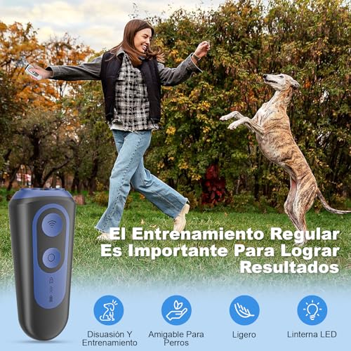 Dog Repeller, Anti Bark for Ultrasonic Dogs 3 Modes, Safe and Humane Device to Stop Barking, 15M Range, Portable with LED Flashlight, for Small, Medium, and Large Dogs