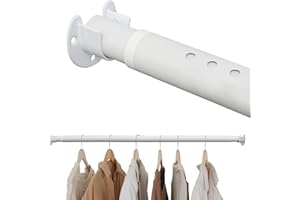 Closet Rod, 16 to 83.7" Closet Rods for Hanging Clothes, White Closet Poles Wall Mounted Hanging Clothing Rod for Closet, War