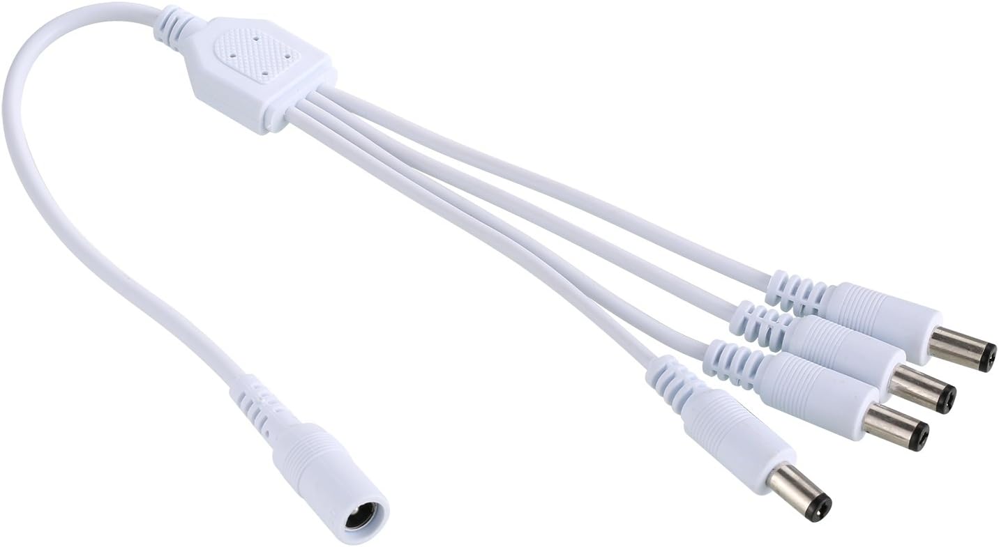 SANNCE CCTV DC Power Splitter Cable 1 to 4 Way 2.1mm DC Cable for
