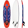 Giantex 6' Surfboard Surfing Surf Beach Ocean Body Foamier Board with Removable Fins, Great Beginner Board for Kids, Youth and Children