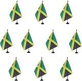 AZ FLAG Set of 10 Jamaica Table Flags 5x8 inches 21x14 cm with 10" Pole