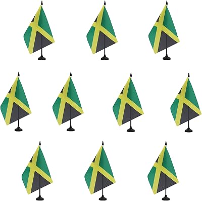 AZ FLAG Set of 10 Jamaica Table Flags 5x8 inches 21x14 cm with 10" Pole