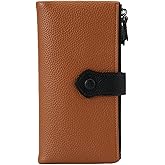 Bakurok Women's Wallet RFID Blocking Soft Leather Slim Bifold Ladies Card Holder with Double Zipper Pocket