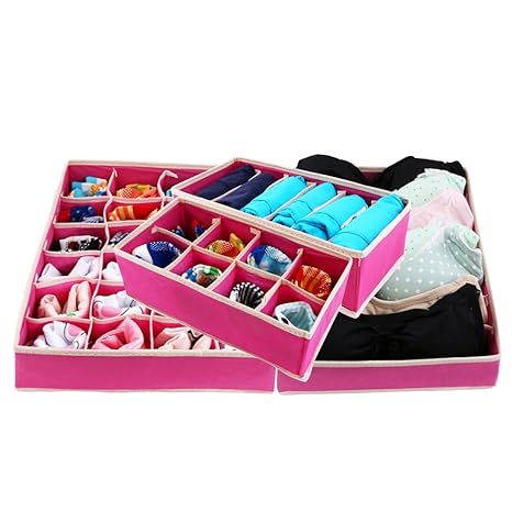 URAQT Caja de Almacenaje Plegable Organizador 4 Sets de Ropa Interior