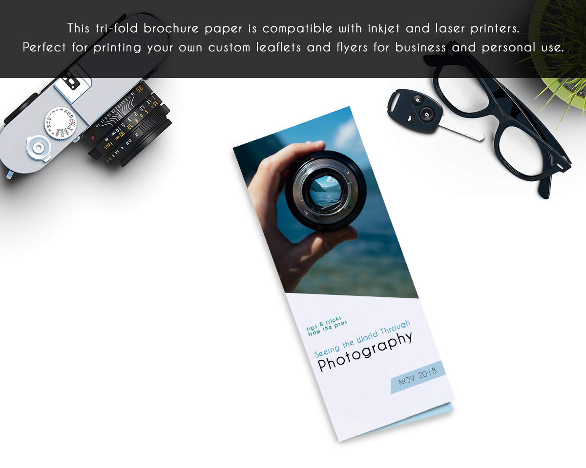 Tri-Fold Brochure Paper - 100-Pack Trifold Pamphlet Flyer Paper for Inkjet and Laser Printers, Brochure Printer Paper, 11 x 8.5 Inches: Baby