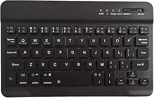 Slim Bluetooth Keyboard Portable Mini Wireless Keyboard Rechargeable for Tablet iPad iPhone Apple Phone Smartphone Laptop iOS Android Windows (7 inch Black)