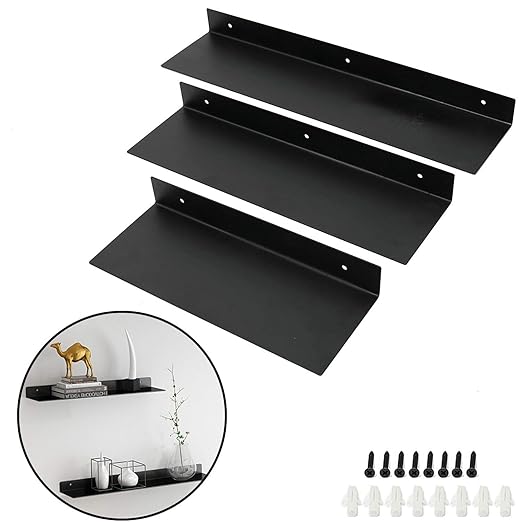 Ihomepark Wall Mounted Floating Metal Shelves Ledge, Heavy
