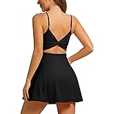 ABOCIW Womens Tennis Dress Sleeveless Backless Athletic Dress with Built-in Bra & Shorts Exercise Workout Golf Dresses