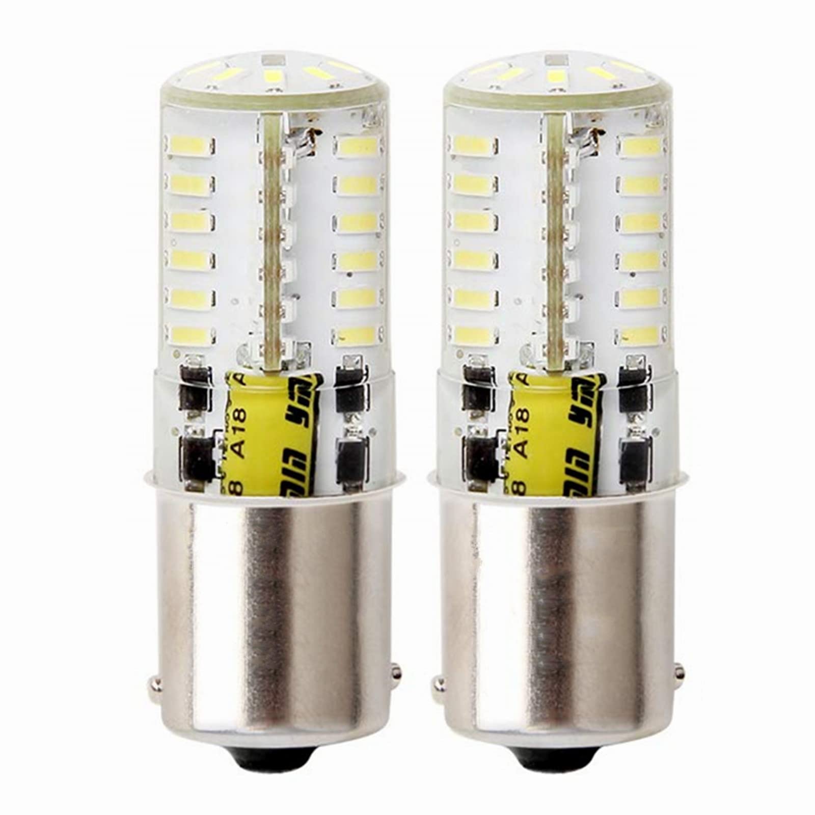 PYRJIN Ba15s 1156 LED Bulb 12v P21W 1141 1003, 5W Cool White 6000K, Single Contact Bayonet, Used for Backup Reverse Lights Tail Lights, RV, Camper, Boat Lights. (2-Pack)