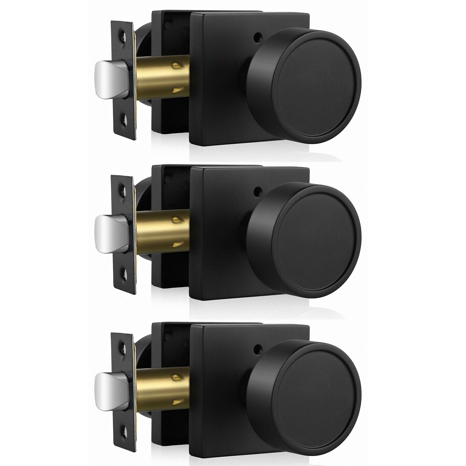 Photo 1 of Haidms Black Interior Door Knobs, Zinc-Alloy Heavy Duty Round Matte Black Privacy Door Knobs Interior for Bedroom Modern Bathroom Door Lock Bulk(3 Pack)