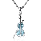 HKPATOP Music Necklace Sterling Silver Turquoise Music Pendant Necklace Music Lovers Jewelry Gifts for Women Girls