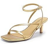DREAM PAIRS Women's Low Kitten Heels Strappy Open Square Toe Ankle Strap Sexy Fashion Comfort Dress Shoes Party Heeled Sandals