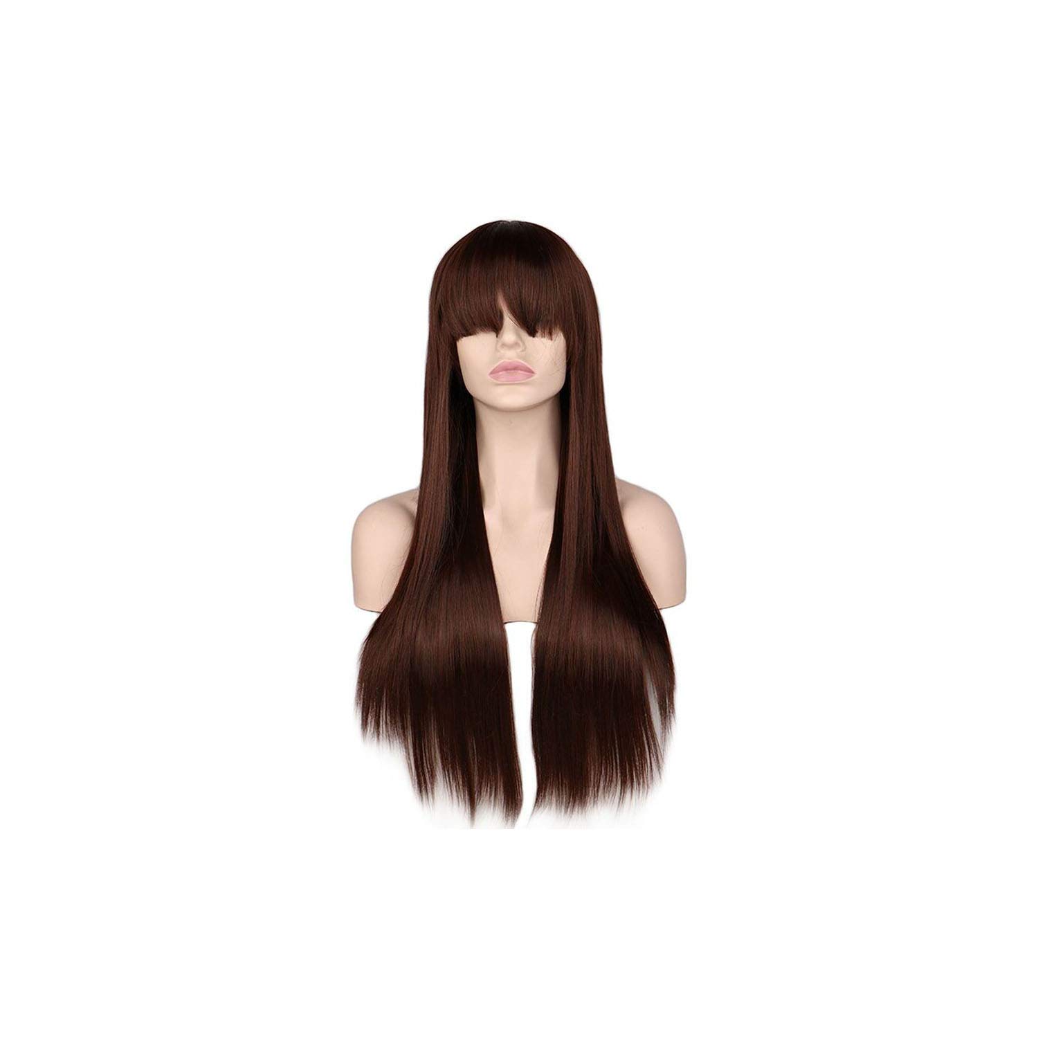 Amazon Com Women Natural Long Wavy Full Head Wig Black Red Pink