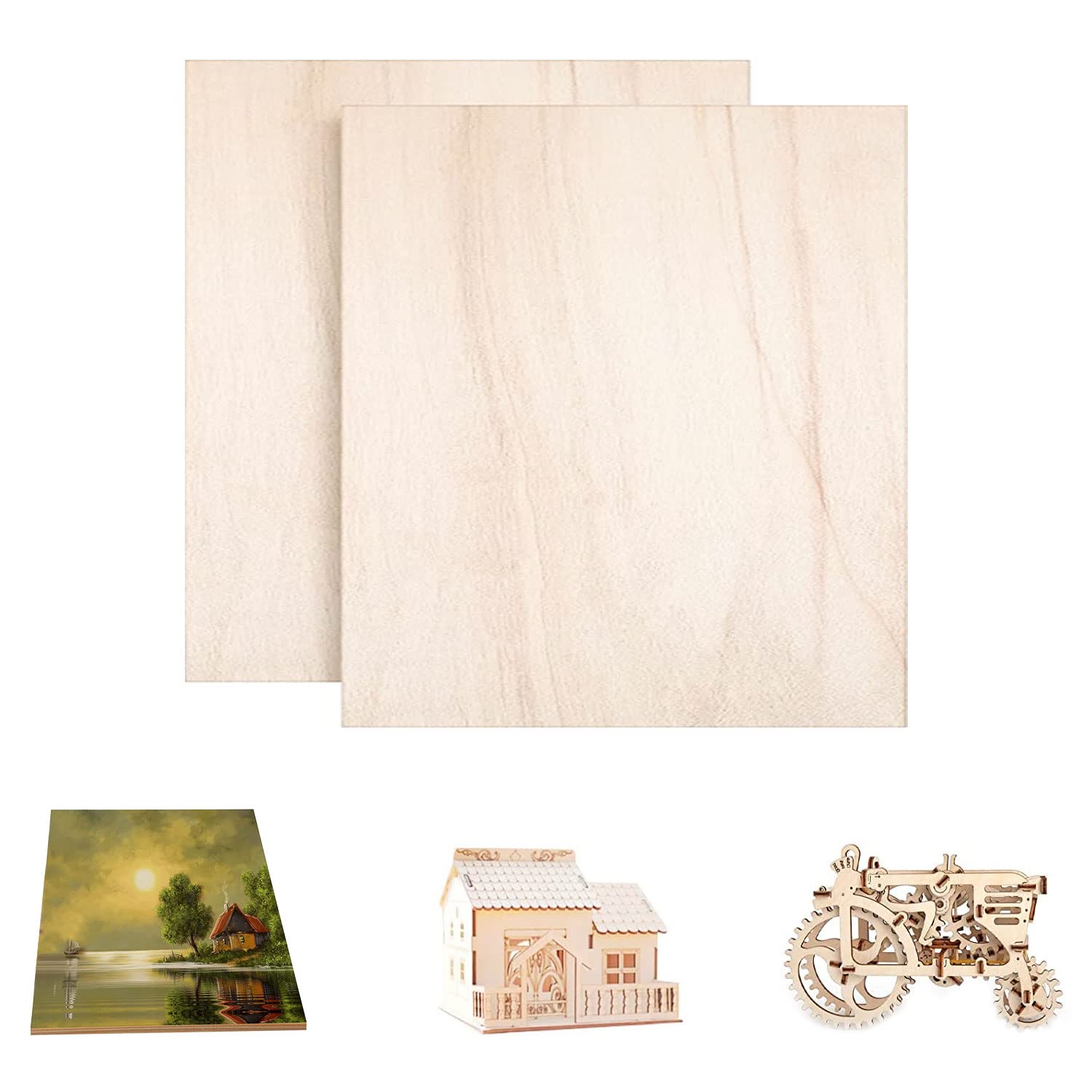 TSKDKIT Large Plywood Sheets Basswood Sheet Square Craft Wood Blank Unfinished Wood Board for Craft DIY Painting Modelling Fretwork Engraved Home Decor(30 x 30cm, 2pcs)