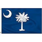 South Carolina State Flag 3x5 Outdoor Double Sided State of South Carolina Flags 3 Layers 240D Polyester Sewing 4 Rows of Thread with Durable Canvas Header and Brass Grommets