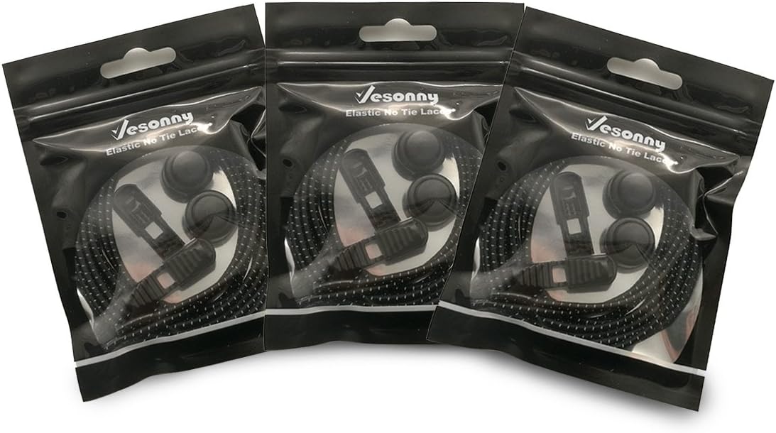 VESONNY No Tie Shoe Laces, Elastic and Reflective Shoelaces with Lock for Athletics - Adults and Kids - Stretch Sneaker Strings Quick Lacing System for Fitness of Running, Hiking