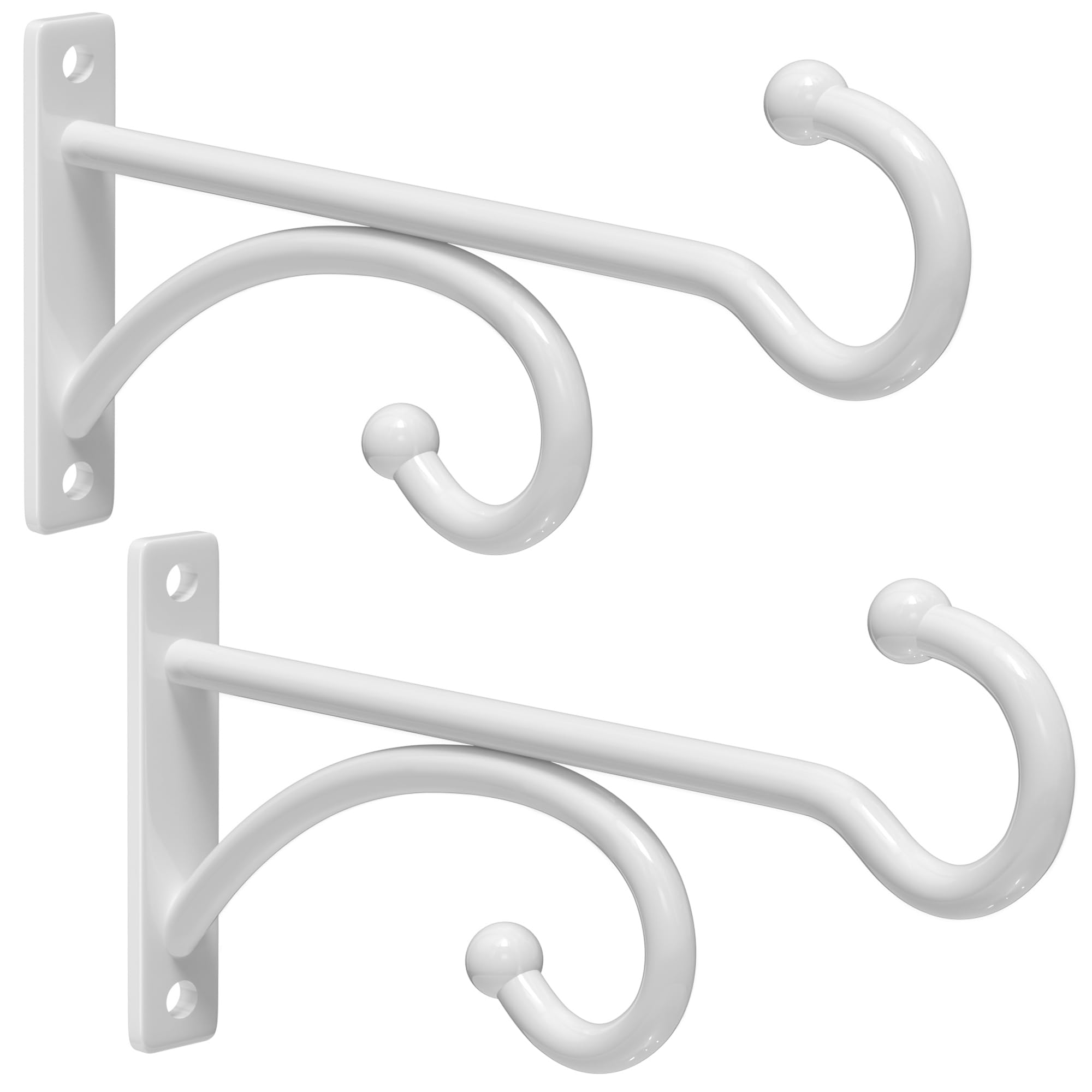 Photo 1 of pickpiff 6-Inch Planter Hooks for Hanging Plants - Plant Hanger Hook Indoor Outdoor, Plant Wall Hooks, Brackets for Hanging Plants, Baskets, Wind Chime, Bird Feeder, Bird House (White, Metal, 2 Pack)