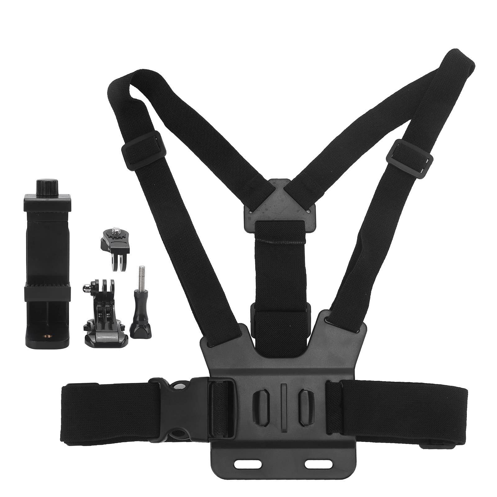 Adjustable Phone Clip Holder with Chest Strap Fixation Bracket for Camera Chest Mount Universal Chest Mount Strap Compatible with Smartphones Action Cameras