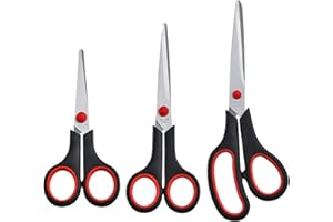 BoAn 8.5/6.5/5.5"Scissors, 3-Pack, Sharp to Cut but Soft to Hold for School Supplies, Art, and Sewing Fabric DIY Craft Cutting General Use, Right/Left Handed