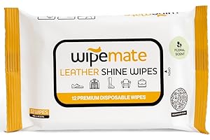 WIPEMATE Premium Leather Cleaning Wipes, Leather Conditioner Wipes for Leather Apparel, Furniture, Bags, Automobile Interiors, Shoes & ALL Other Leather Accessories (Travel Series -12 Count)