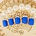 YUNAI 24PCS Matte with Metallic French Acrylic False Fake Full Nail Tip Art Royal Blue&Gold