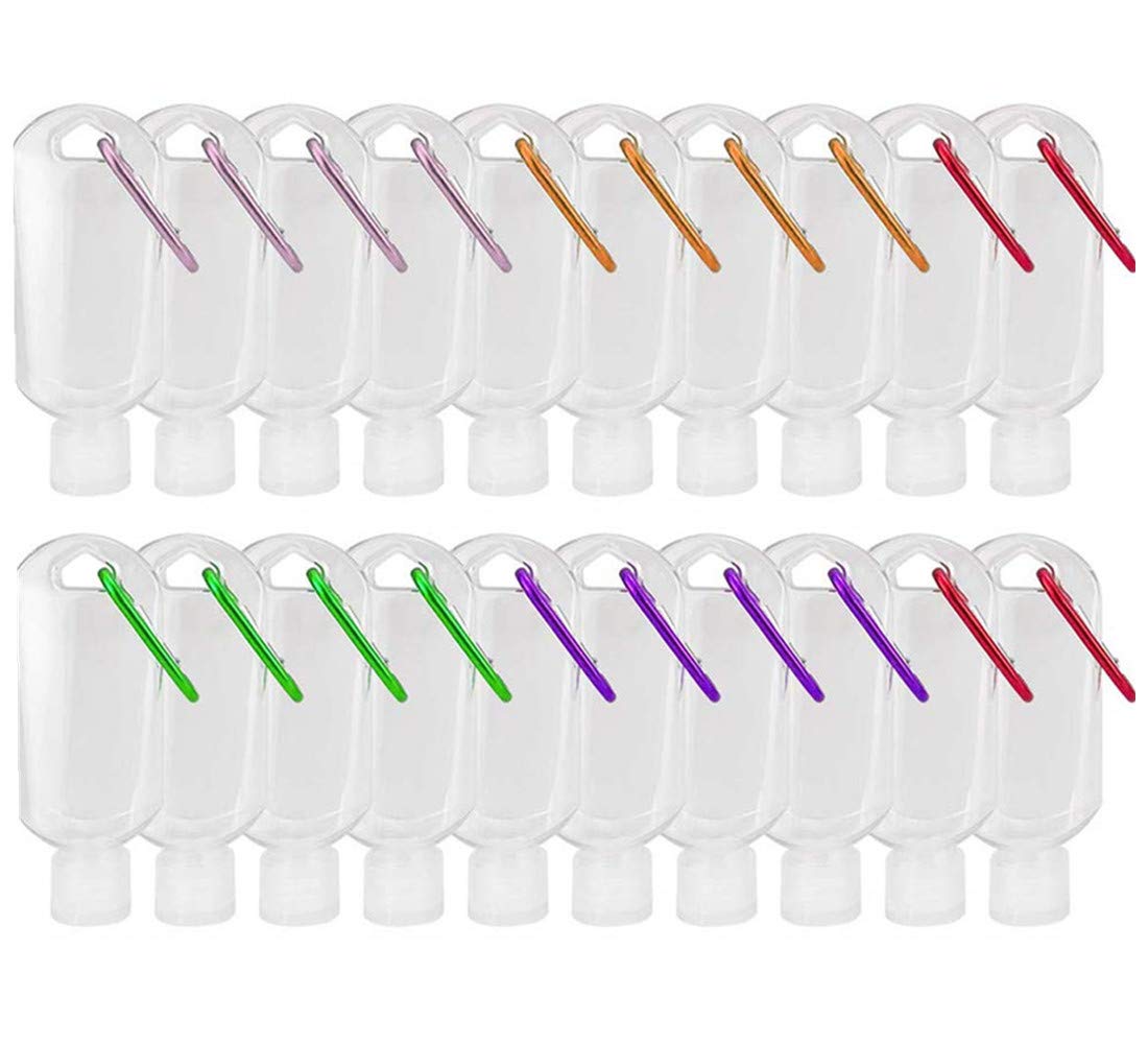 5 Packs Travel Plastic Clear Keychain Bottles,Empty Leakproof Squeeze Containers Flip Cap Small Refillable Containers for Toiletry Shampoo Lotion Soap