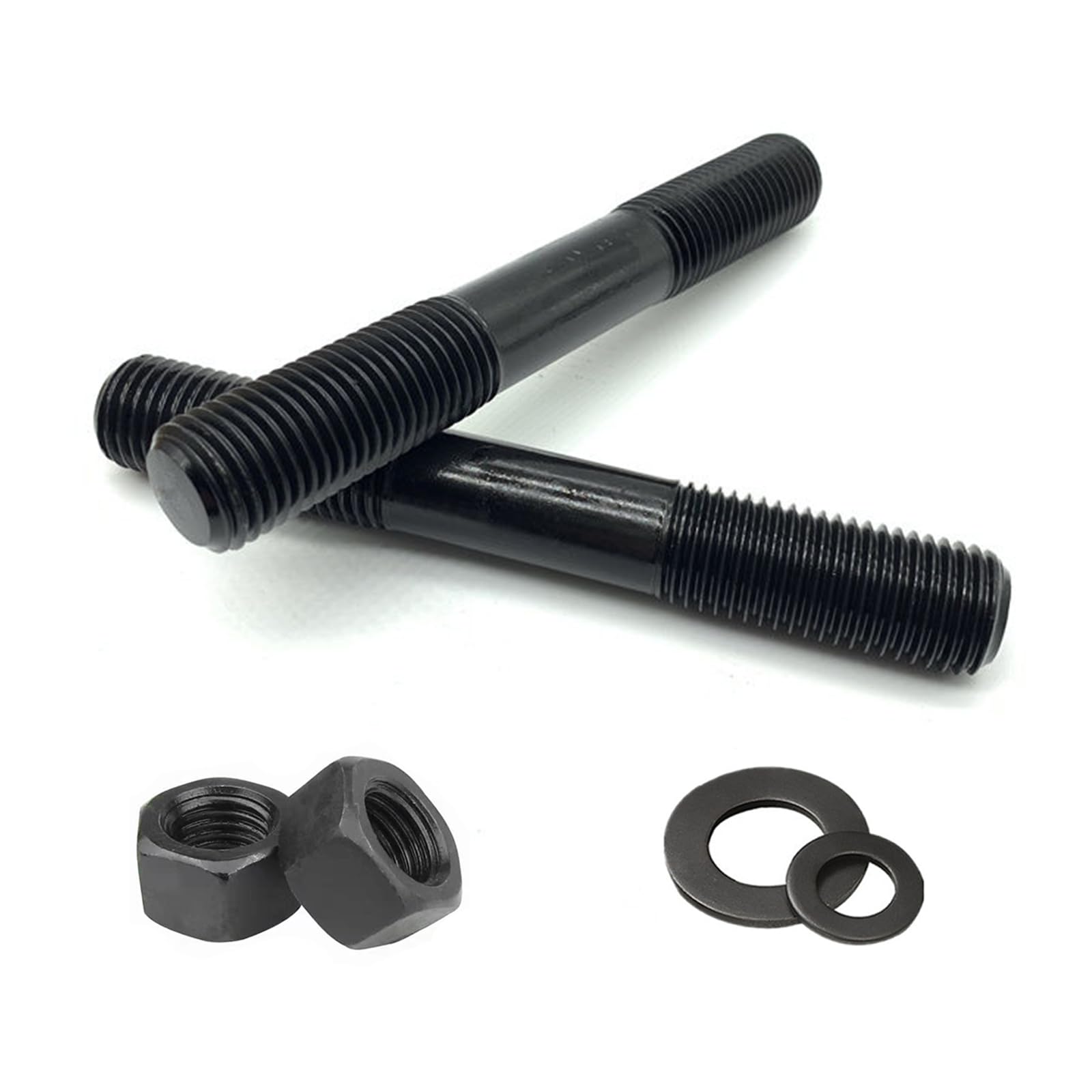TEN-HIGH M8 M10 M12 M16 M24 Screws Set Double Headed Bolts Carbon Steel Black Screws and Nuts Washers Set Countersunk Head Screws