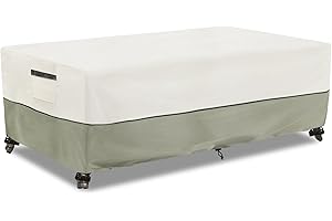 LSongSKY Outdoor Coffee Table Cover,Waterproof Rectangular Patio Small Side Table Cover,48 x 28 x 16 inch,Outdoor Table Covers Waterproof Rectangle,White&Grey-Green.