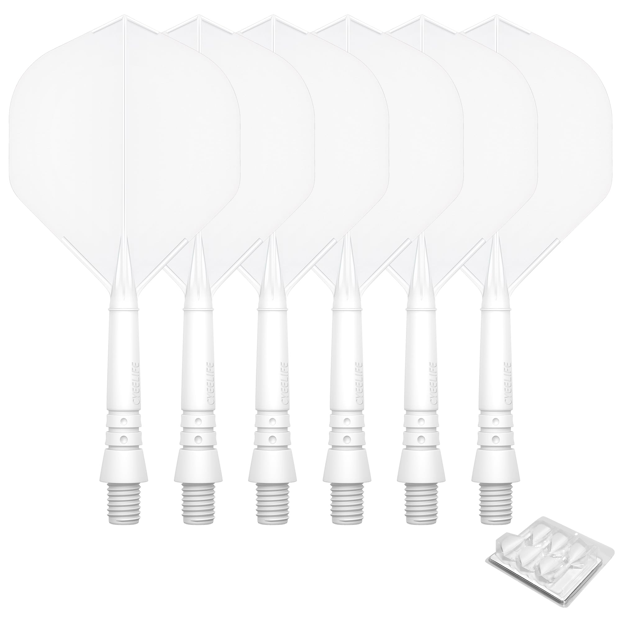 CyeeLife 6 Packs Integrated Dart Flights and Shafts,one Piece Accessory-White — image 1