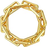 BARXION Chunky Chain Bracelets for Women - 18K Gold/Silver Plated Adjustable Statement Oval/Rectangular/Anchor Paperclip Link Bracelet, Fun Elastic Stretch Trendy Jewelry