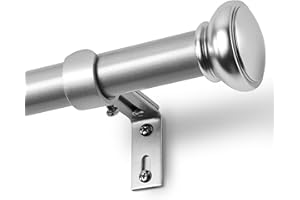 ZNONOX Silver Curtain Rods for Windows 72 to 144 Inches, 1 Inch Decorative Curtain Rod Set, Adjustable Length Heavy Duty Metal Window Curtain Rod with Brackets