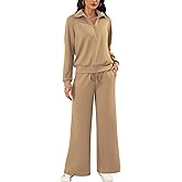 SHEKINI Women's 2 Piece Outfits Lounge Sets Tracksuits Half Zip Sweatshirt Wide Leg Pants Casual Travel Outfits Matching Set