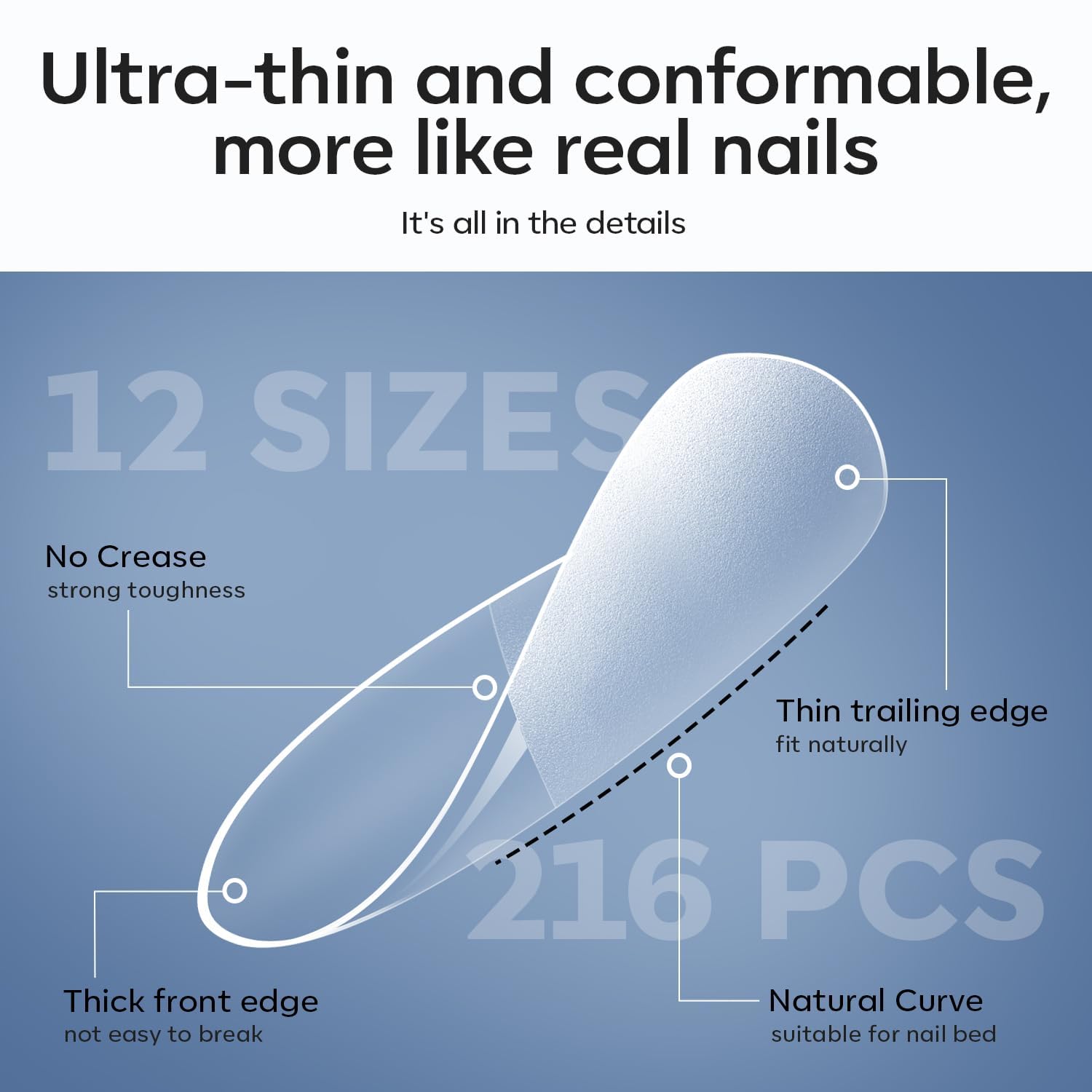 Modelones Gel X Nail Kit - Medium Almond Gel Nails & 216pcs Press On Acrylic Tips - 9-in-1 Glue & UV Lamp - Image 8