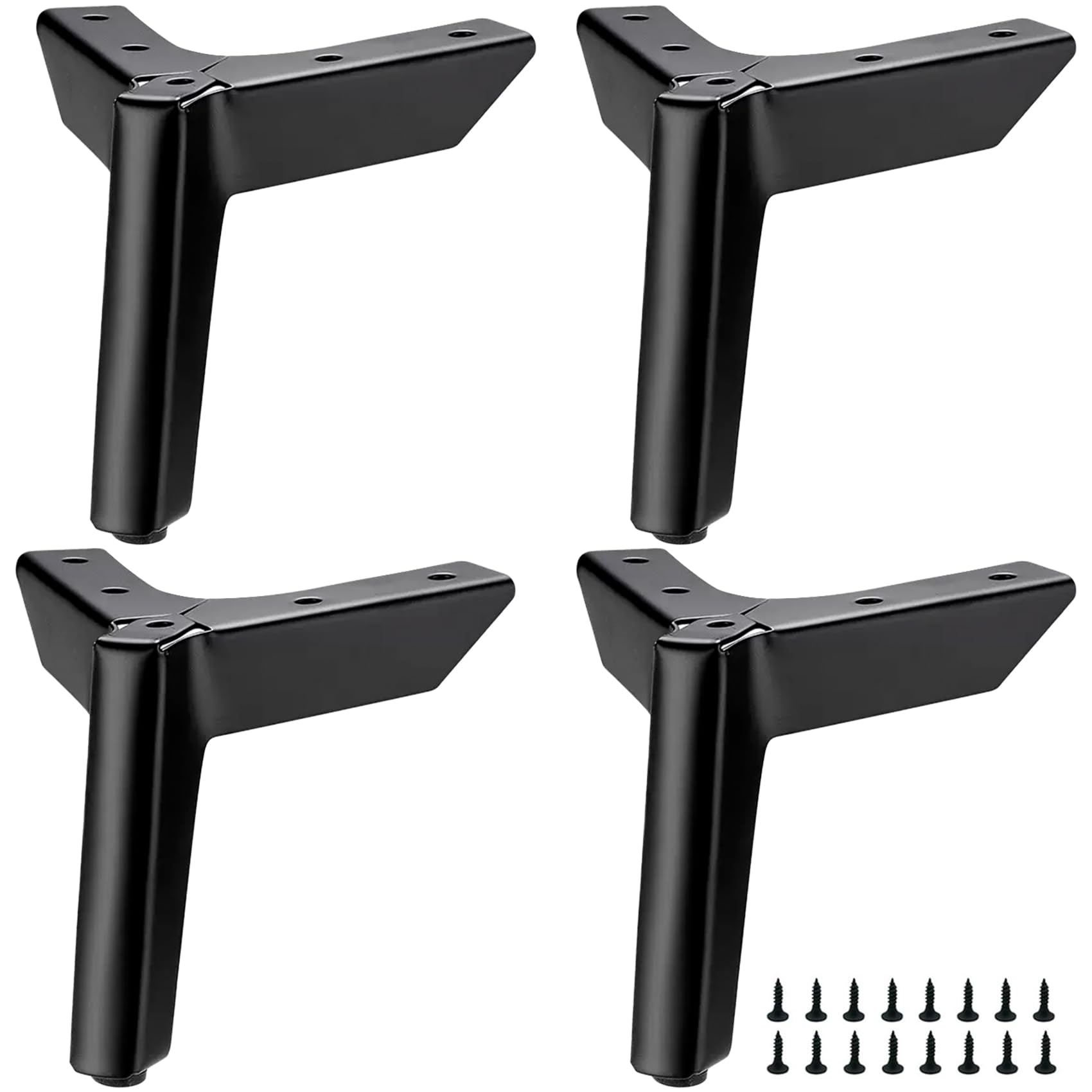 LONGZG 4 pieces of black metal furniture legs, DIY replaceable table legs, TV cabinet bed sofa bathroom cabinet coffee table furniture feet (15cm)
