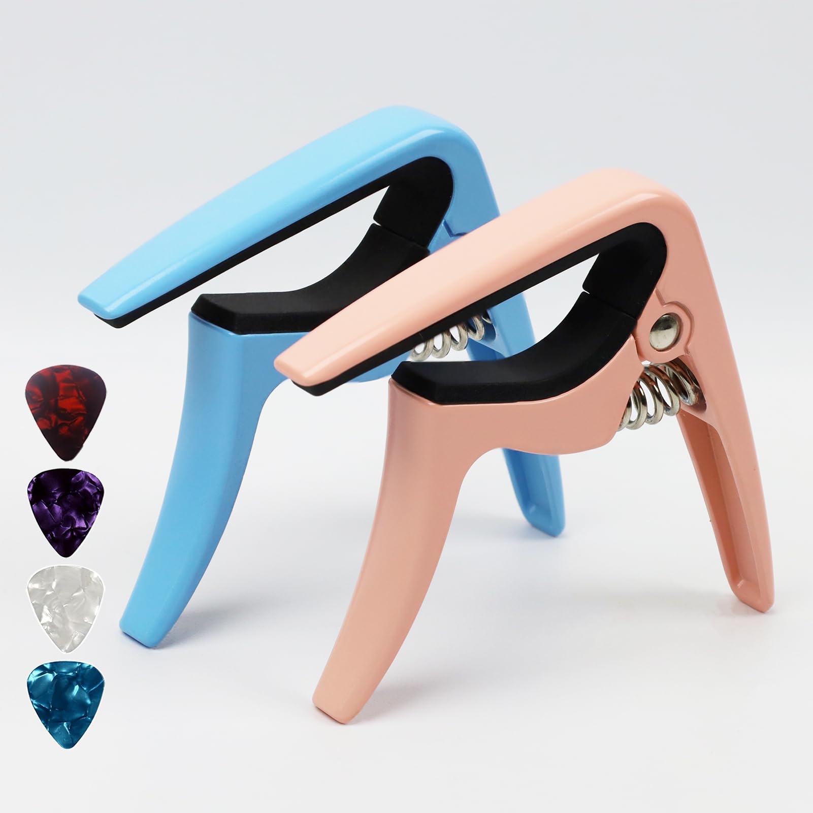 Ukulele Capo, 2 Pack Capos for Ukulele Soprano, Concert, Tenor, Baritone Ukulele (Pink + Blue)