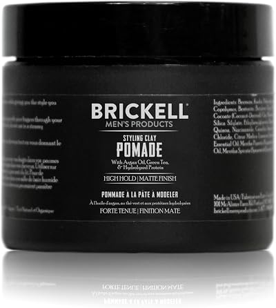 Brickell Men's Styling Clay Pomade Strong Hold Matte Finish Natural Organic 59ml