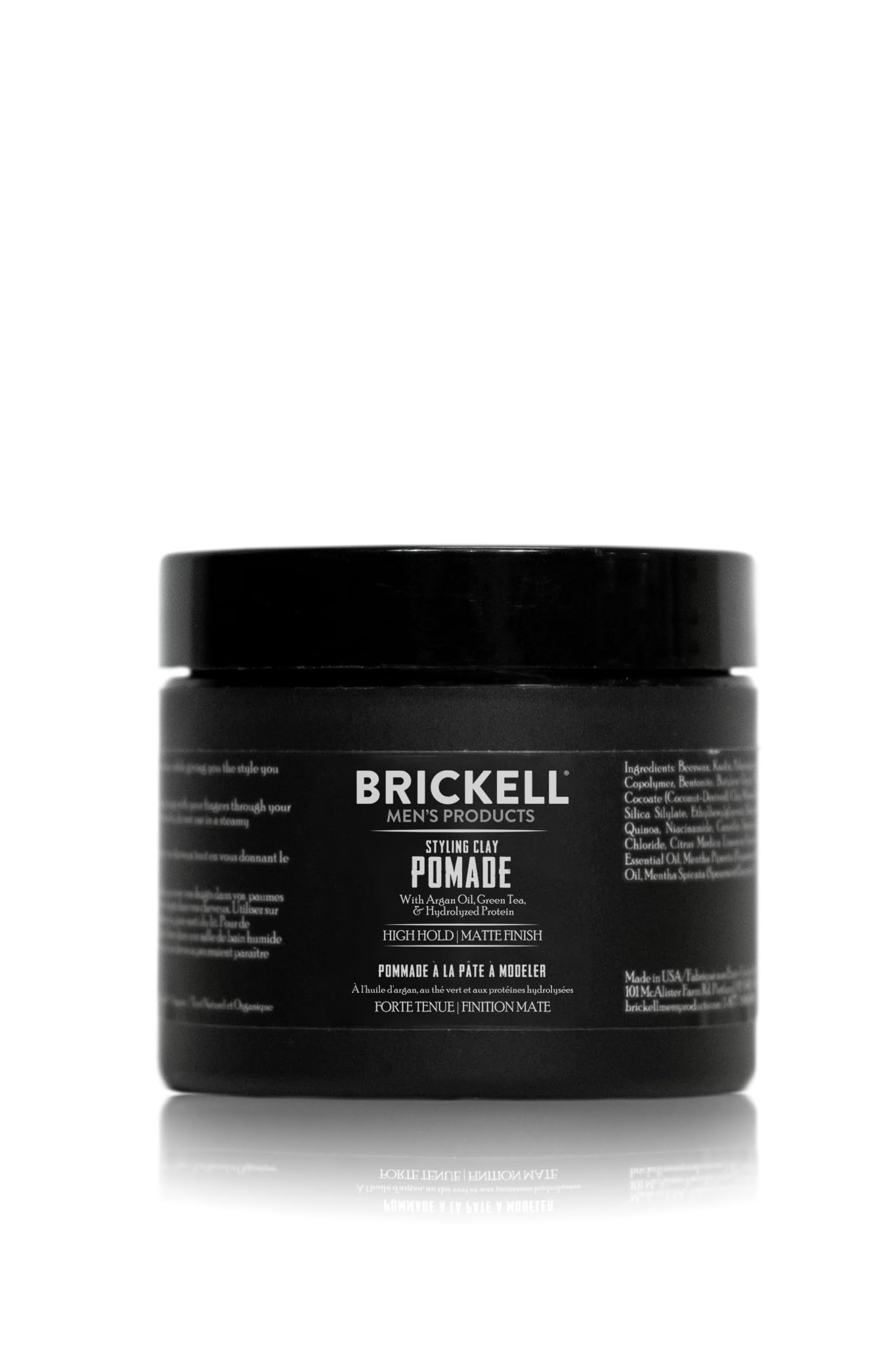 Brickell Men’s Styling Clay Pomade For Men, Natural & Organic with Strong Hold & Matte Finish, Product for Modern Hairstyles, 59 ml, Scented