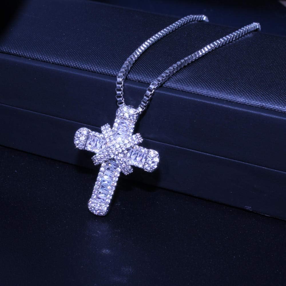 MCAdianpu Fashion Silver Cross Necklace Jewelry Women Wedding Shiny Zircon Crystal Pendant Necklace Party Gift