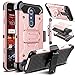 Venoro ZTE Blade Spark Case, Venoro for ZTE Grand X 4 Holster Case, Venoro Heavy Duty Shockproof Protection Case Cover with Belt Swivel Clip and Kickstand Compatible ZTE Grand X 4 (Rose Gold)
