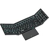 JOMAA Wireless 2.4G Bluetooth Folding Keyboard with Trackpad, RGB Backlight, Silent Rechargeable, Full Size Travel Portable Keyboard for Laptop, Tablet Phone