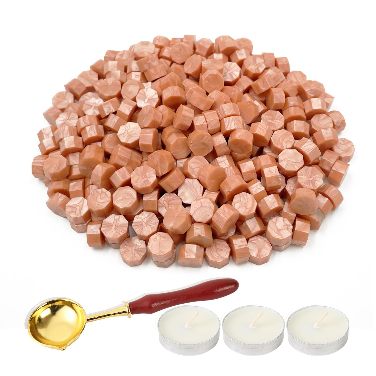 LICQIC Wax Stamp Kit, 300 Pcs Wax Seal Beads with 3 Tea Candles and 1 Melting Spoon, for Invitations, Cards, Envelopes, Wine Packages, Gift Wrapping — image 1