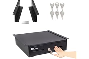 HK SYSTEMS 13" Heavy Duty Black "Push" Open Cash Drawer, 4B5C with Under Counter Mounting Metal bracket