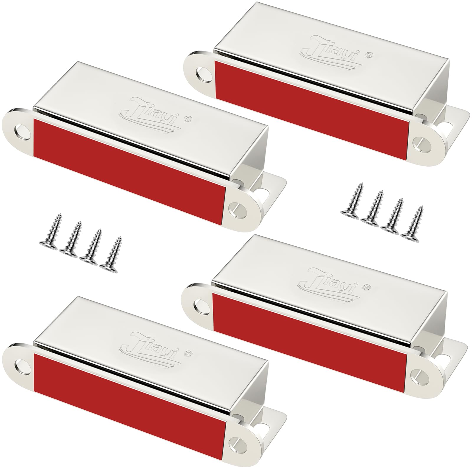 Magnetic Door Catch Heavy Duty Jiayi 4 Pack Cupboard Door Magnet 30KG Pull Stainless Steel Strong Wardrobe Door Magnetic Catch Latch for Kitchen Cabinet Door Closer Magnet Closure