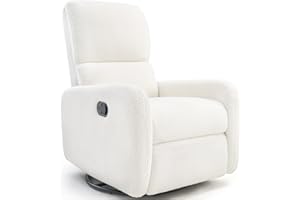 Jocisland Swivel Glider Rocking Recliner Chair for Adults, Nursery Rocker Reclining, Comfy Upholstered Single Sofa Armchair for Living Room Bedroom Nursing,Teddy White