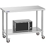 Leteuke Stainless Steel Prep Table, NSF Metal Work