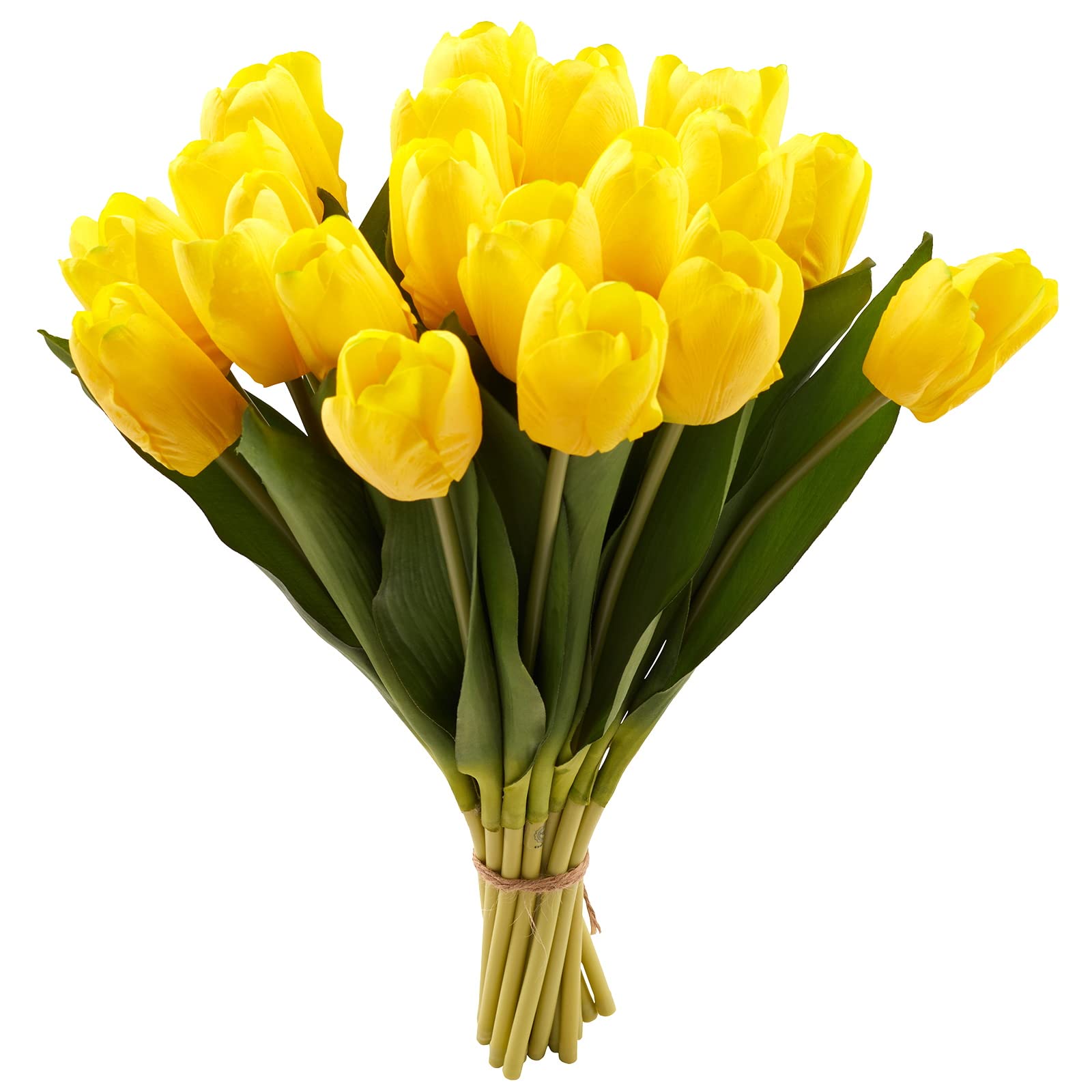 Photo 1 of 20PCS Artificial Tulips Real Touch Faux Flower Moisturizing Tulips for Photography Ornaments Home Garden Wedding Party Decor Fake Flowers (Yellow)