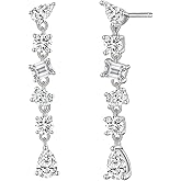 EAMTI Silver Dangle Teardrop Earrings for Women Cubic Zirconia Pear Cut 925 Sterling Silver Post Engagement Wedding Birdal Drop Earrings for Brides