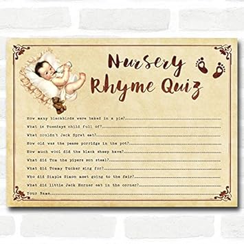 Amazon Com Vintage Baby Shower Games Nursery Rhyme Quiz Cards