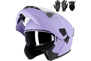 HELMELKIN Adult Modular Motorcycle Helmets, DOT Approved Flip up Dual Visor Full Face Helmet for Men Women Moto ATV UTV Snowmobile ADV Four Wheeler Street Bike with Gloves & Mask